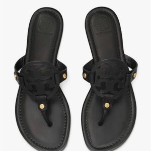 Tory Burch Black Sandals with Gold Accents